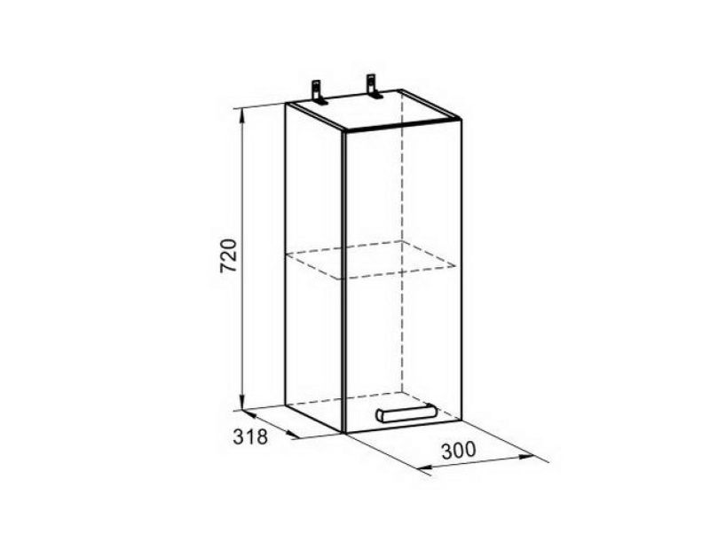 Чертеж навесного шкафа для кухни